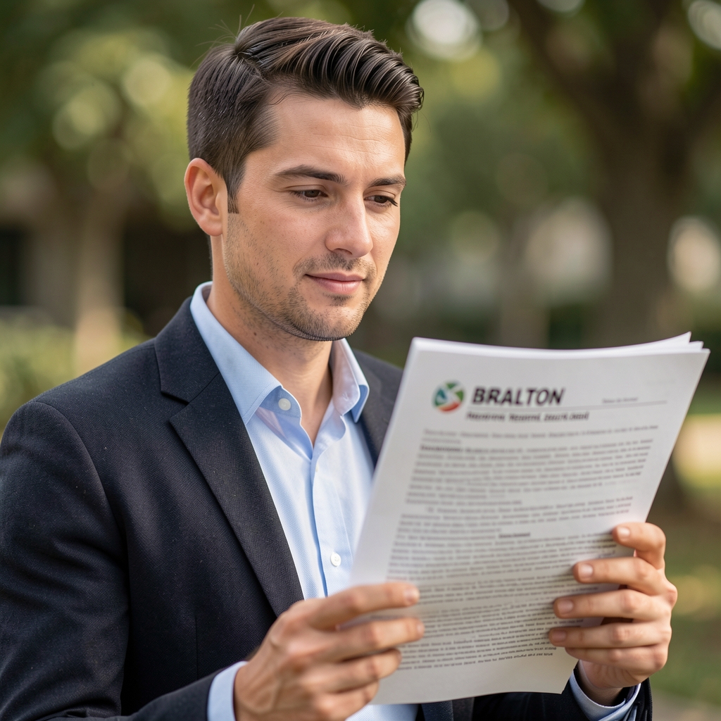 Portrait of a Bralton research lead reading a printed nutrition study